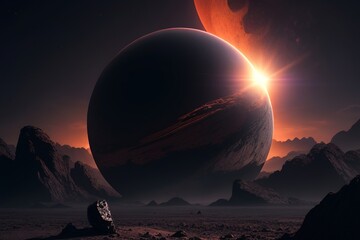 A planet in the sky AI Generated Image.