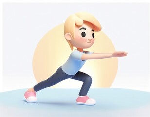 Fototapeta premium 3D Character practicing yoga doing push and press ups plank pose. AI generated.