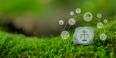 International environmental law concept. Climate or environmental justice. Environmental regulations for sustainable business corporate and industry. International law for environmental protection. - obrazy, fototapety, plakaty