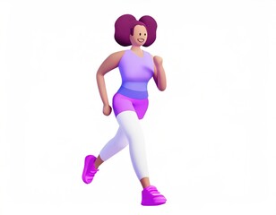 Fototapeta na wymiar 3D Character women with exercise clothes running. AI generated.