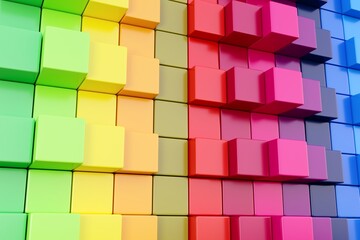 Colorful abstract background with boxes 3D illustration