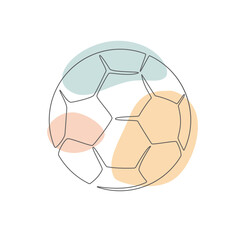 Soccer ball one line. Vector drawing
