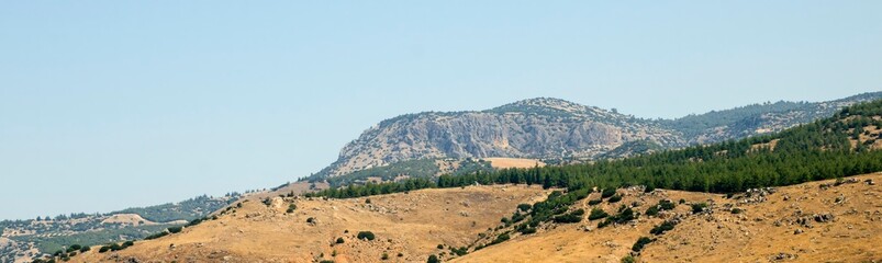 Turkish mountains and green forest panorama