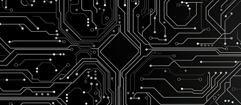 Tech style seamless linear pattern vector monochrome