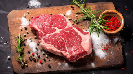 Raw fresh meat Ribeye steak entrecote of Black Angus Prime meat