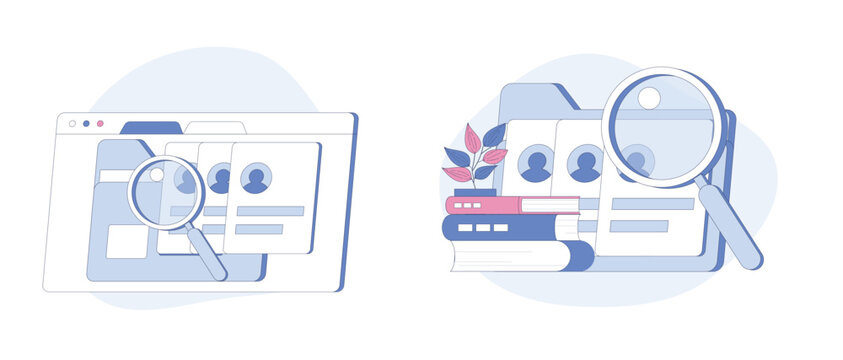Profile Review and Resume Screening. Flat Cartoon Vector Illustration.