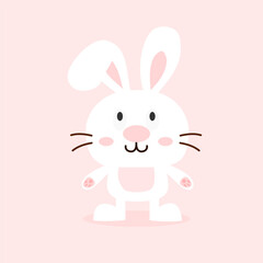 Cute rabbit on pink background. Illustration. Vector