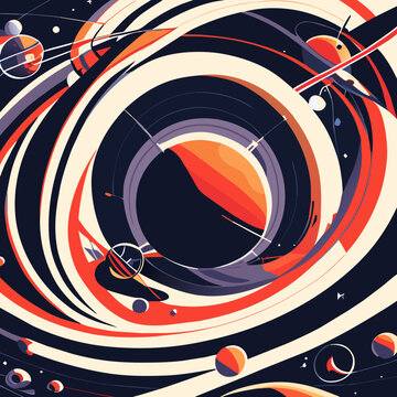 Abstract background with space, planets, stars and galaxy. Vector illustration AI generated