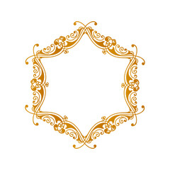 Luxury Golden circle vintage frame on transparent background. Abstract border with floral elements. Luxury Ornament frame