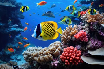 Fototapeta na wymiar Beauty of the underwater ocean with aquatic animals