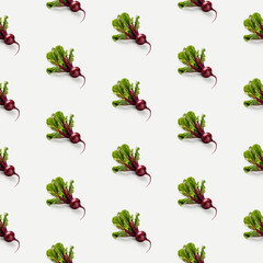 Organic natural Beetroot vegetable seamless photo pattern on a solid color background