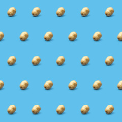 Organic natural potatoes vegetable seamless photo pattern on a solid color background