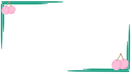 green line on white background with cherry