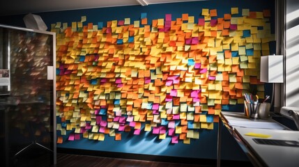 Sticky notes on a whiteboard, flowchart, business, tasks. - Powered by Adobe