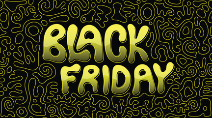 Black Friday Seamless Pattern in Doodle Typography and Gummy Shapes
