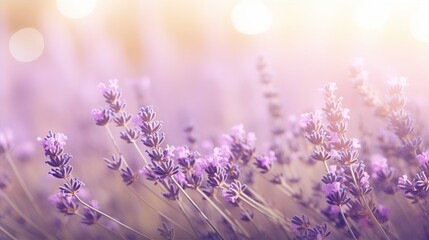 Lavender flower background closeup with soft focus and sunlight, blurred background