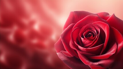 Red rose flower background closeup with soft focus, space for text, blurred background