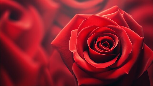 Red rose flower background closeup with soft focus, space for text