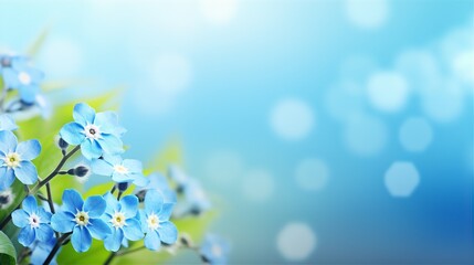 forget me not flower and nature spring with sunlight, blurred background