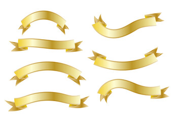 Obraz premium Lazos y cintas dorados en fondo blanco.