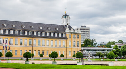 The 18th century Karlsruhe Palace (German: Karlsruher Schloss). Karlsruhe, Baden-Wuerttemberg, Germany. July 29, 2023.