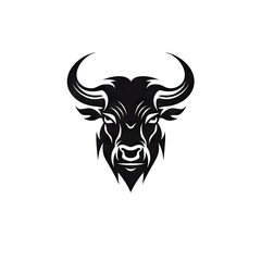 Buffalo Icon, Minimal Bull Head Silhouette, Bison Symbol, Cattle Pictogram