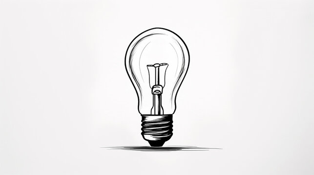 Sketch light bulb. Incandescent lamp or incandescent light globe on white background. No people. Copy space.