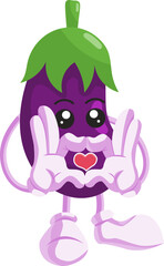 cute vegetable eggplant character icon