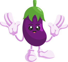 cute vegetable eggplant character icon