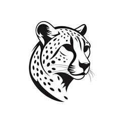Cheetah Head Icon, Minimal Panther Portrait, Cheetah Pictogram, Generative AI Illustration