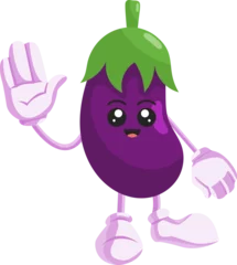 Fotobehang cute vegetable eggplant character icon © pengedarseni
