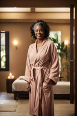 portrait of a mature lady in a spa room