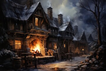 houses in the night