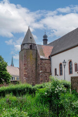 Fototapeta na wymiar Romanischer Glockenturm, Kapelle Sankt Sebastianus, Ladenburg