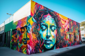 vibrant urban mural representing street art culture. Generative AI