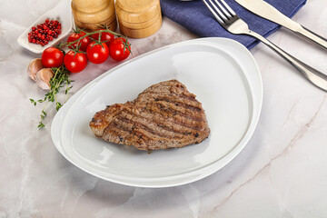 Grilled marble beef steak with sauce