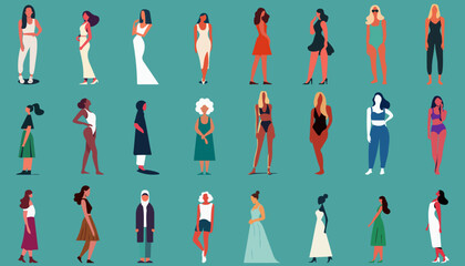 24 Minimalistische Frauen Illustrationen Vektor Grafiken Paket | Minimalistic Women Drawings Vector Graphics Bundle