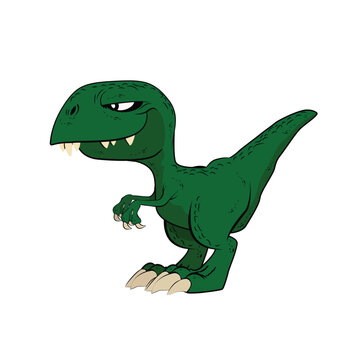 Cute cartoon green t-rex dinosaur, Vector illustration of dinosaurs Tyrannosaurus rex 