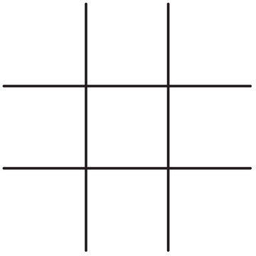 Pixel perfect black thin line simple tic tac toe board