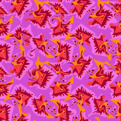 Seamless geometry colorful pattern with wave lines and curved shapes