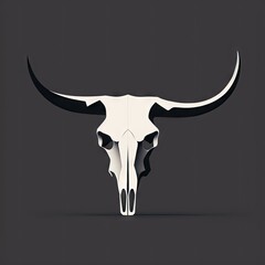 Buffalo Skull Flat Icon, Dead Animal Tribal Totem Symbol, Cow Head Bones Color Illustration
