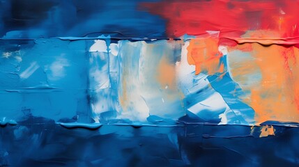 The texture of blue red paint, with streaks and brush strokes with picturesque thick streaks, is an oil painting or a colorful background.