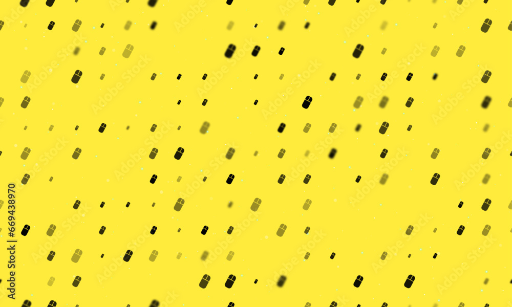 Poster seamless background pattern of evenly spaced black computer mouse symbols of different sizes and opa