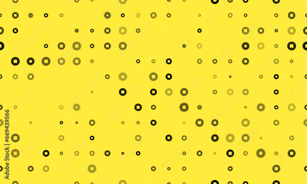 Poster seamless background pattern of evenly spaced black stop media symbols of different sizes and opacity