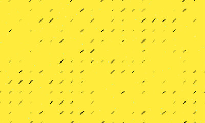 Seamless background pattern of evenly spaced black stairs symbols of different sizes and opacity. Vector illustration on yellow background with stars