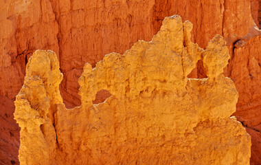 Fairytale landscape of glowing rock towers in the American Bryce Canyon.