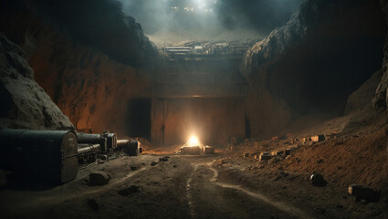 Subterranean warfare Underground tunnels host secret military operations beneath a mountain range.