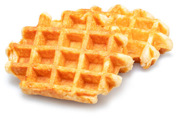 True Belgian waffles with extra deep pockets for filling isolated on white background.