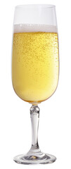 Glass of champagne on white background. File contains clipping path.