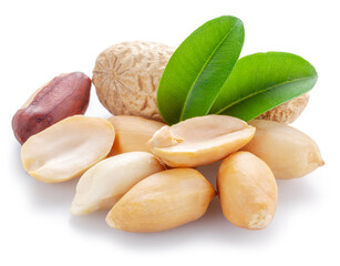 Peanuts or groundnuts isolated on white background.